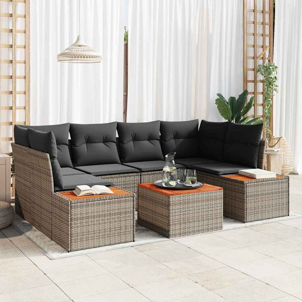 Garten-Sofa-Set mit Kissen 6 pcs Schwarz Poly Rattan