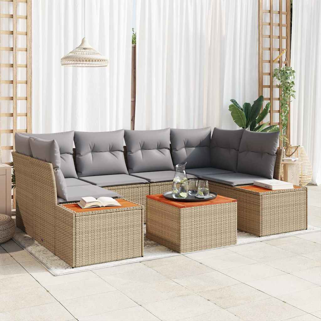 Garten-Sofa-Set mit Kissen 6 pcs Schwarz Poly Rattan