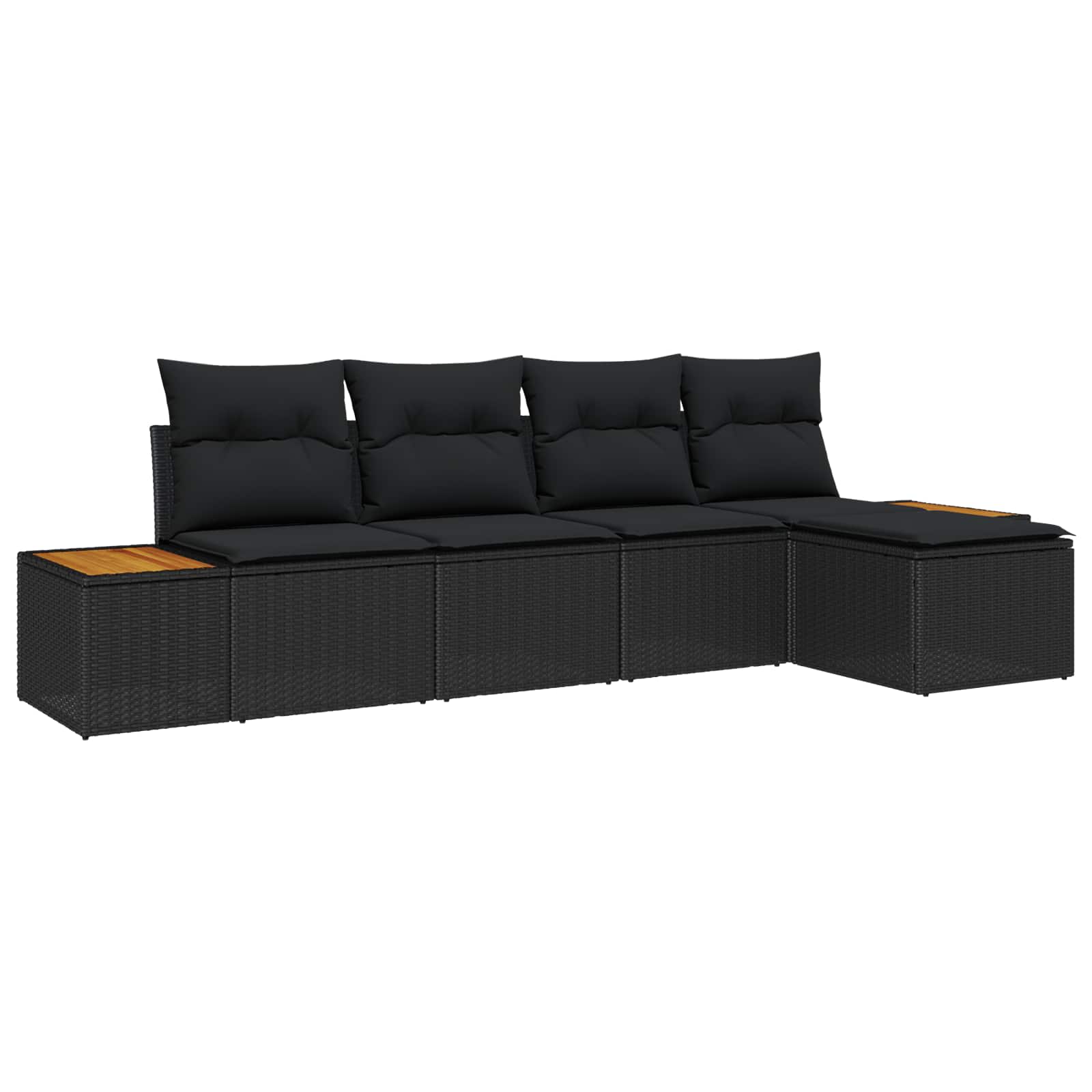 Gartensofa-set mit Kissen 5 pcs Schwarz und Creme Poly Rattan