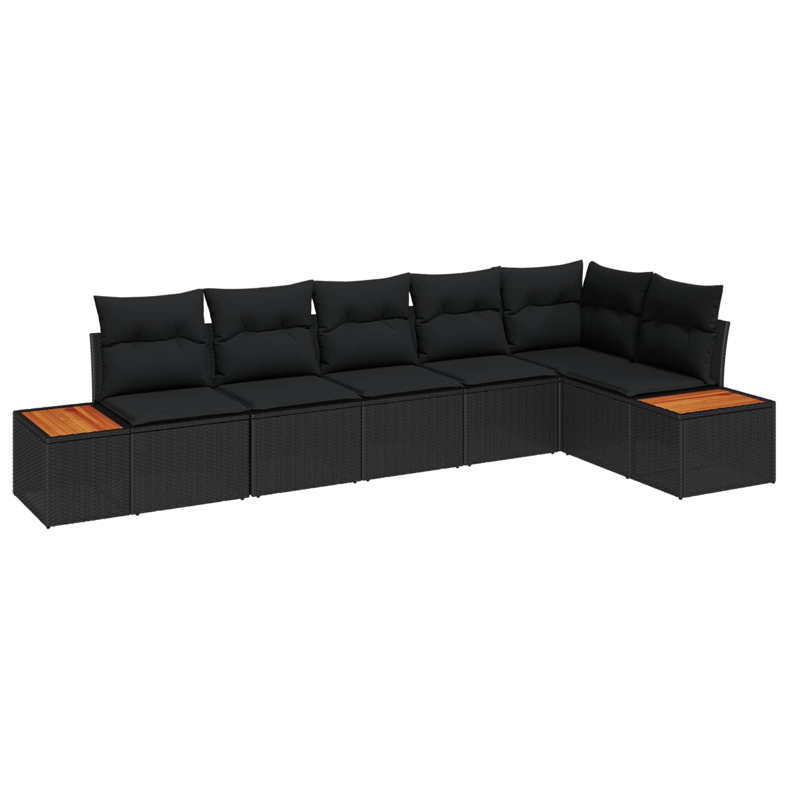 Garten-Sofa-Set mit Kissen 6 pcs Schwarz und Creme Poly Rattan