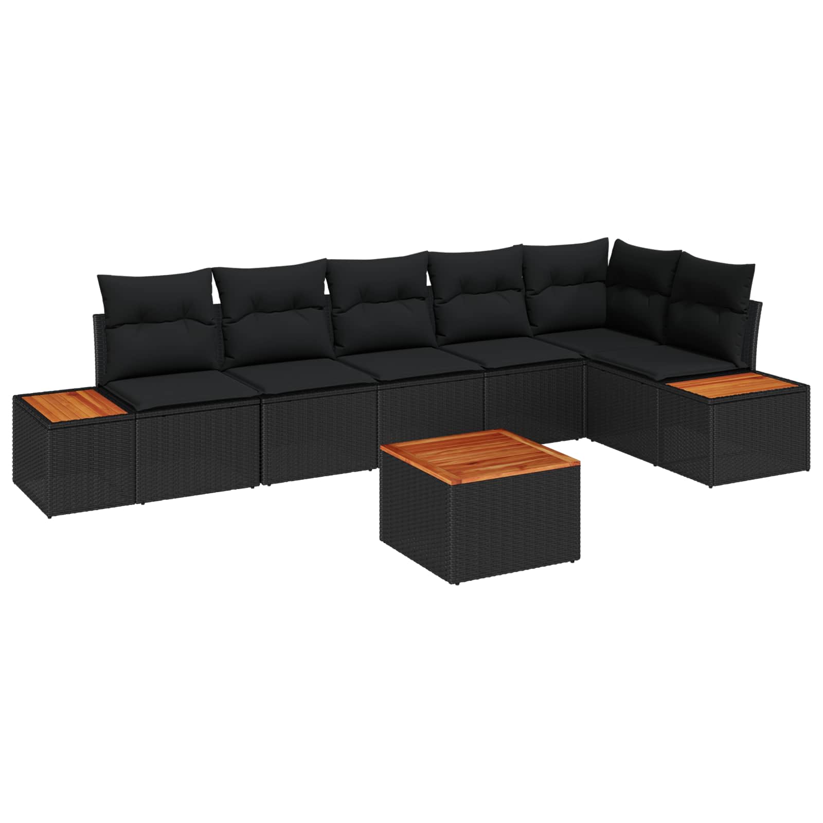 Garten-Sofa-Set mit Kissen 6 pcs Schwarz und Creme Poly Rattan