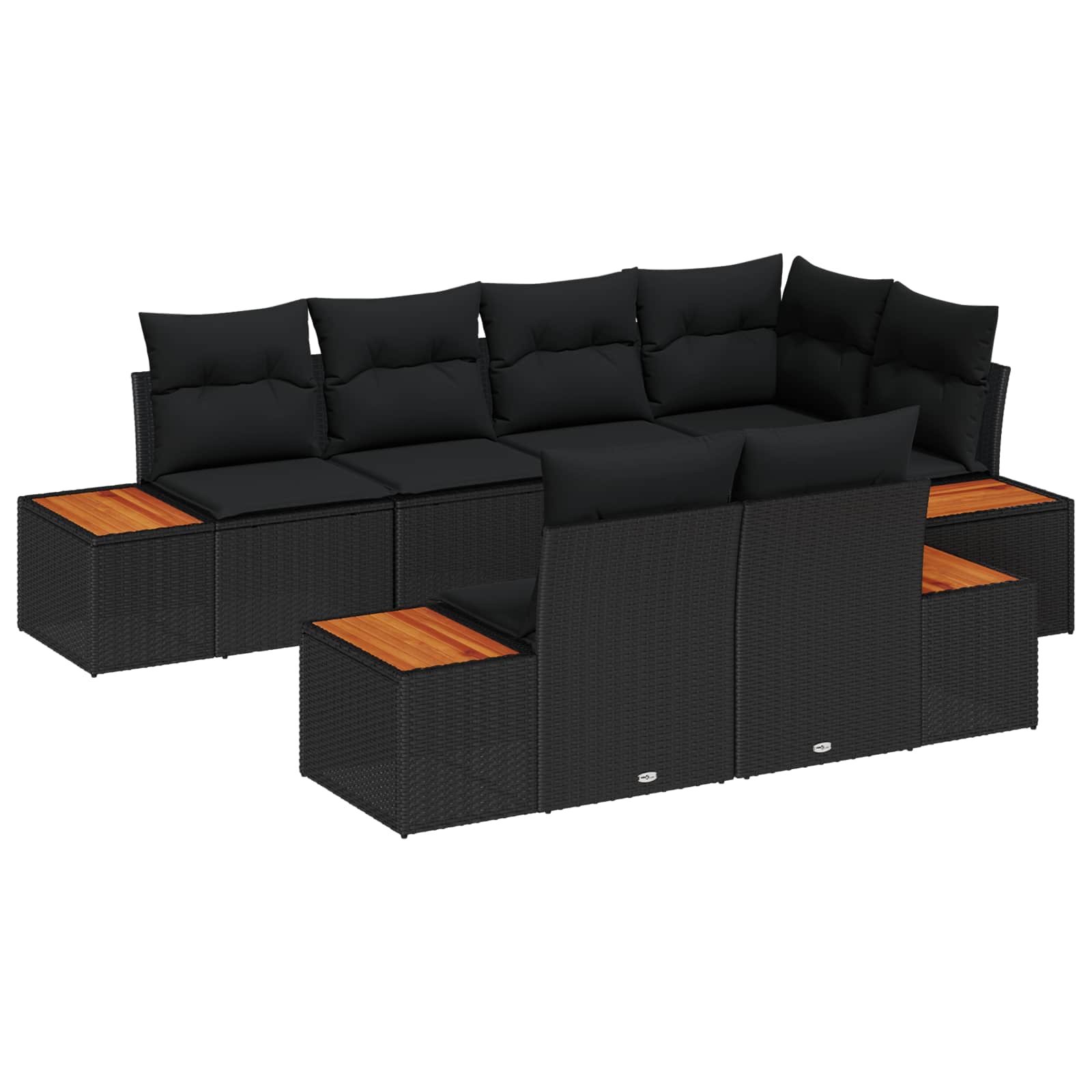 Gartensofa-set mit Kissen 7 pcs Schwarz und Creme Polyrattan