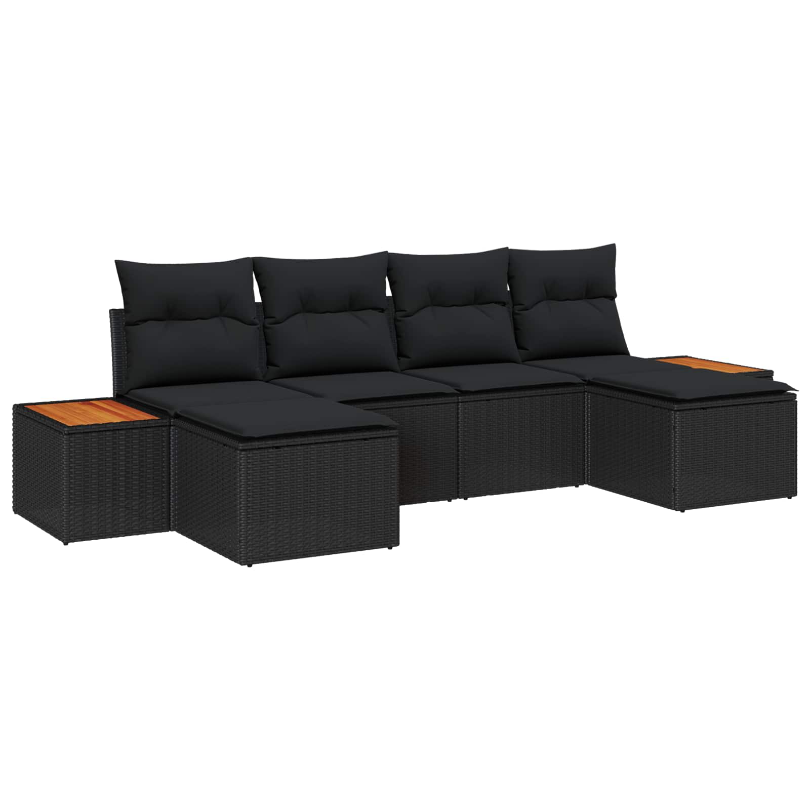Gartensofa-set mit Kissen 6 pcs Schwarz und Creme Poly Rattan