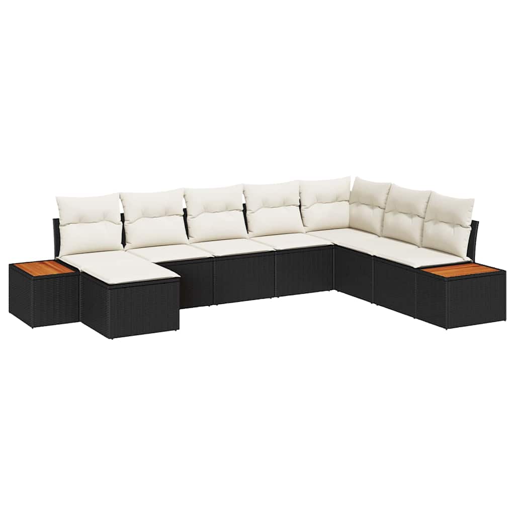 vidaXL Gartensofa-set mit Kissen 8 pcs Schwarz und Creme Poly Rattan