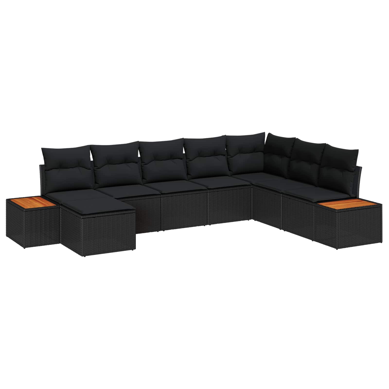 Gartensofa-set mit Kissen 8 pcs Schwarz und Creme Poly Rattan