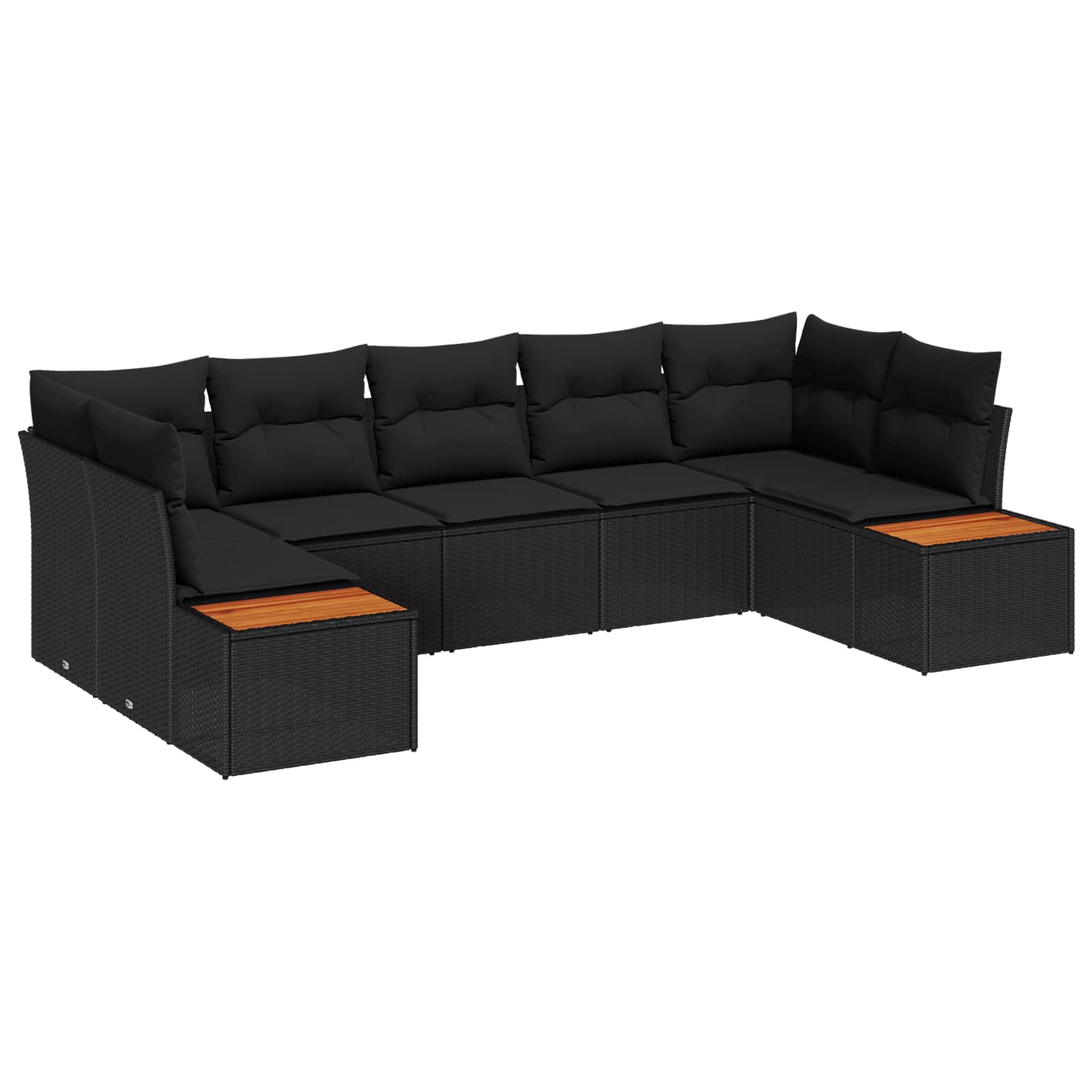 Gartensofa-set mit Kissen 7 pcs Schwarz und Creme Polyrattan