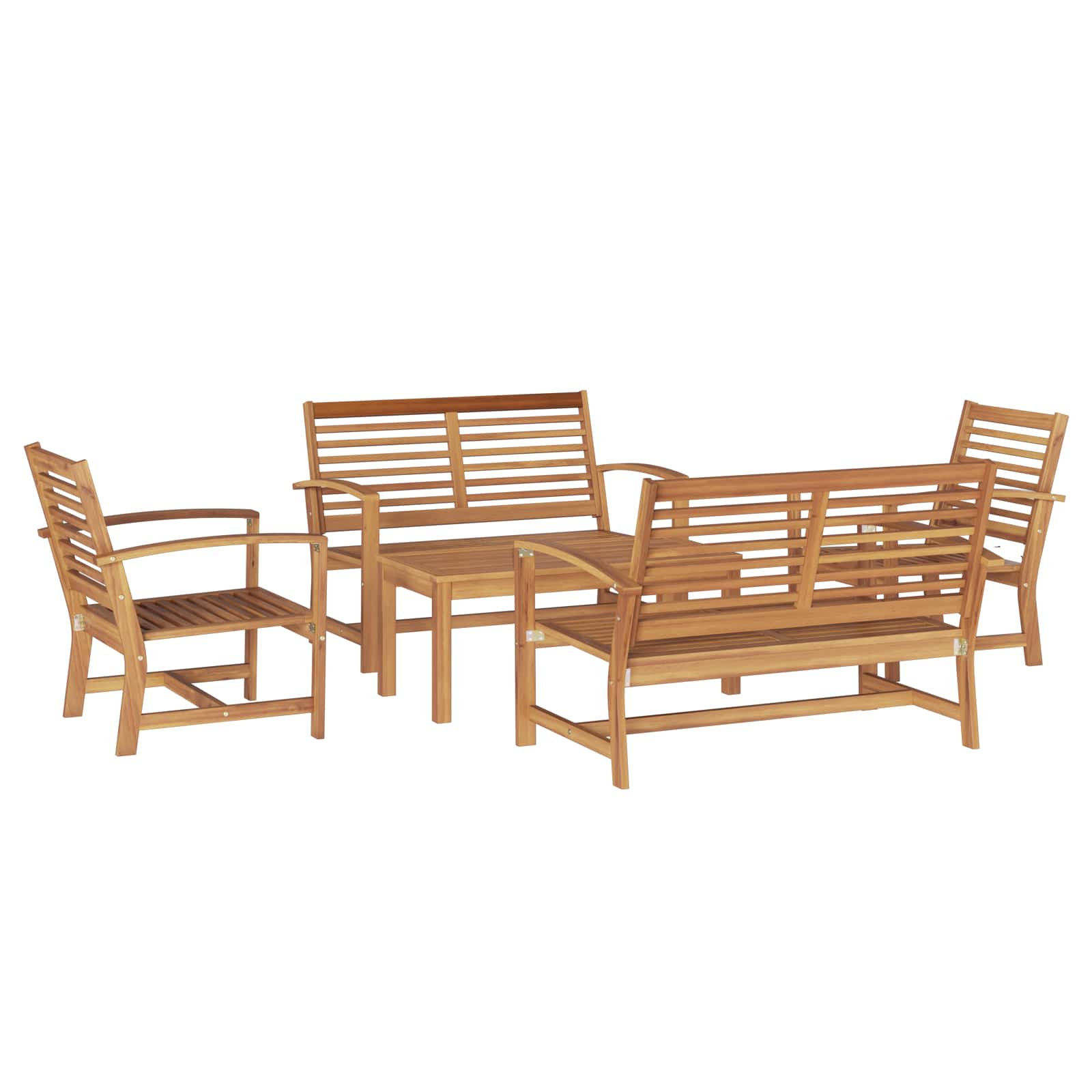 Gartensofa-set 4 pcs Natur Massivholz Teak