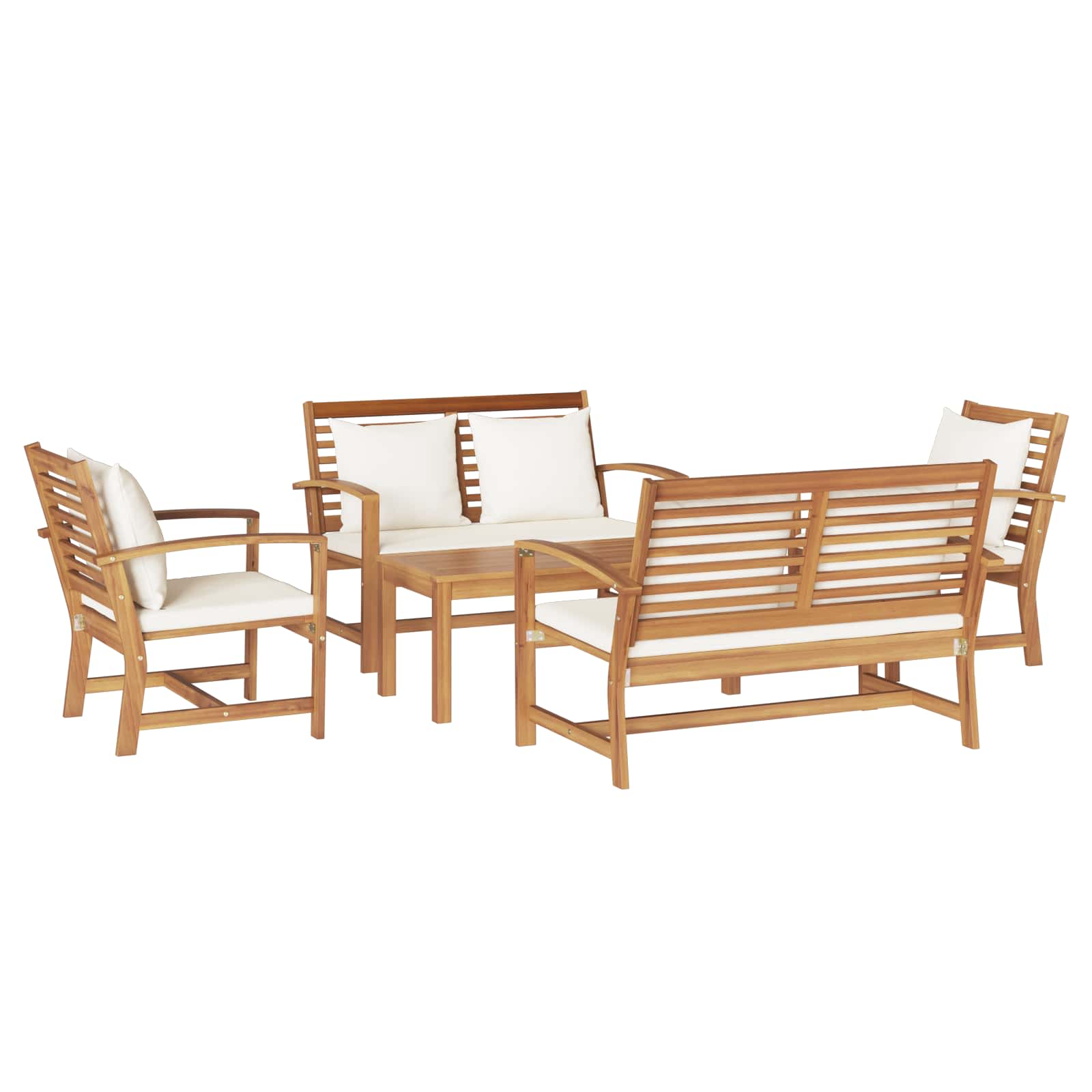 Gartensofa-set 4 pcs Natur Massivholz Teak