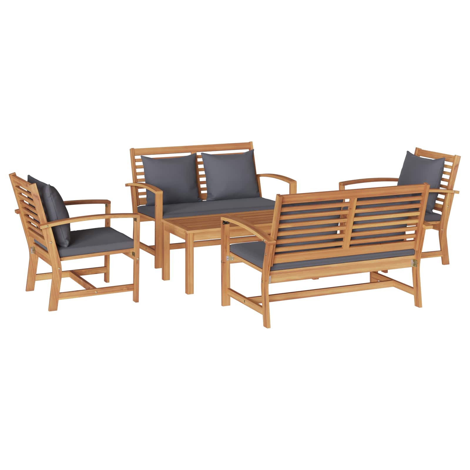 Gartensofa-set 4 pcs Natur Massivholz Teak