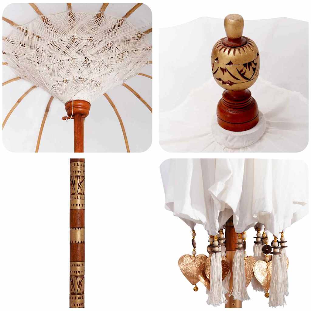 vidaXL Balinesischer Sonnenschirm mit Sockel 260 180-190 cm