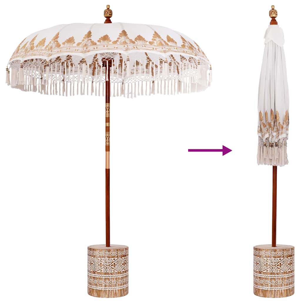 vidaXL Balinesischer Sonnenschirm Creme 180-190 cm
