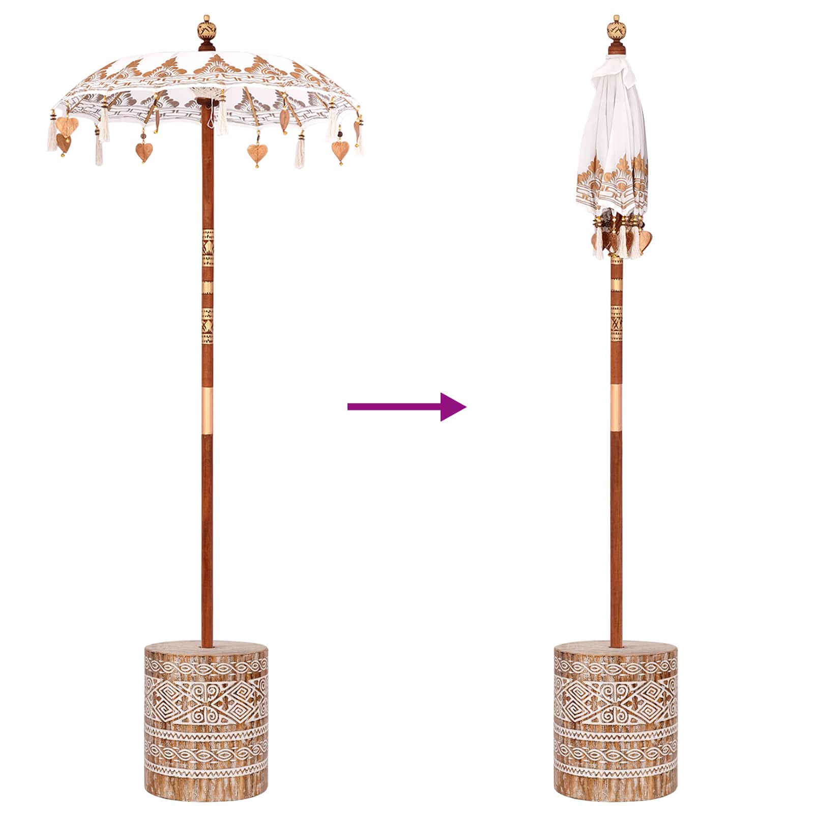 vidaXL Balinesischer Sonnenschirm Creme 95 x 95 x 260 cm