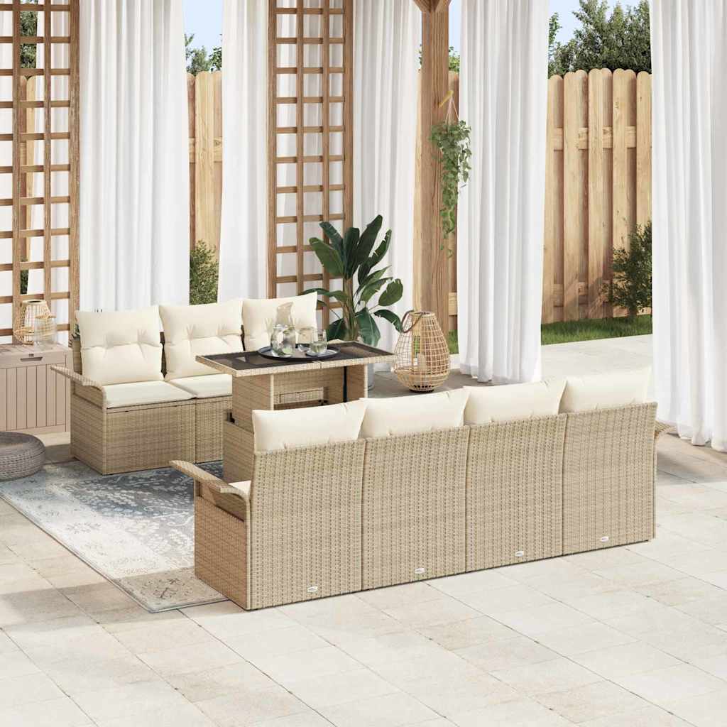 Gartensofa-set mit Kissen 8 pcs Schwarz Poly Rattan