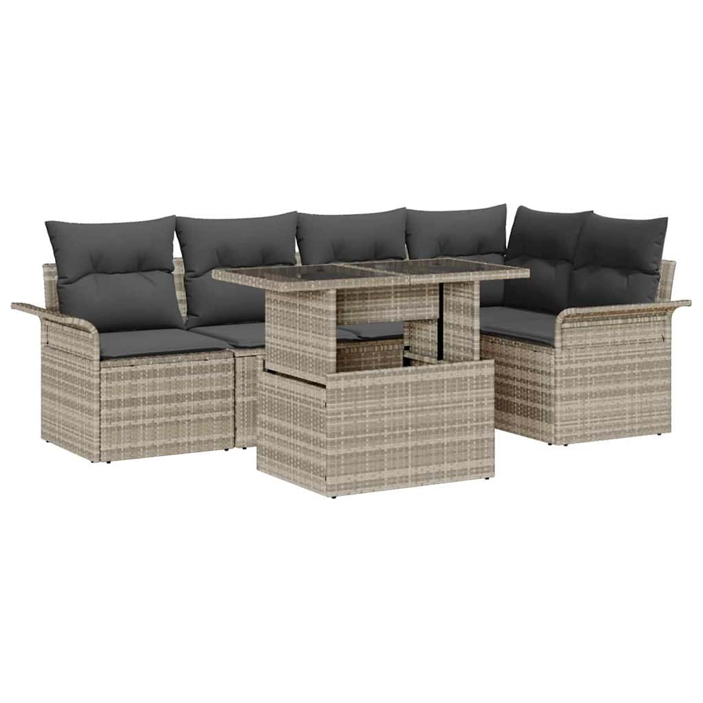 Garten-Sofa-Set mit Kissen 6 pcs Schwarz Poly Rattan