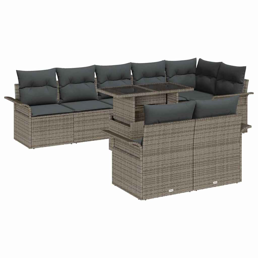Garten-Sofa-Set mit Kissen 9 pcs Schwarz Poly Rattan