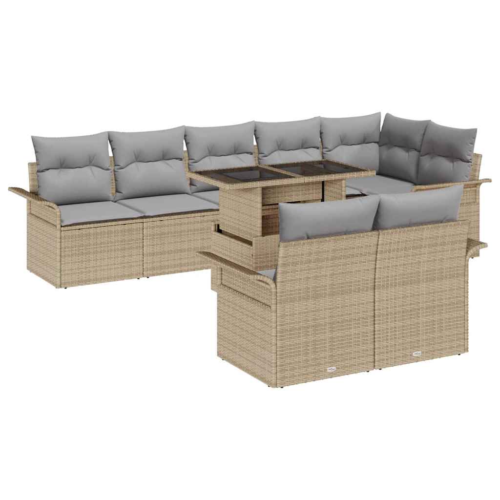 Garten-Sofa-Set mit Kissen 9 pcs Schwarz Poly Rattan