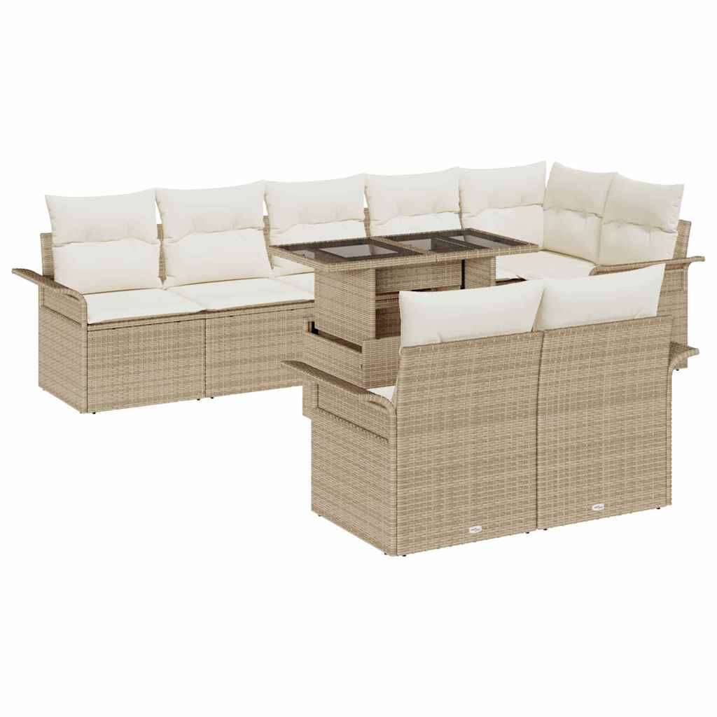 Garten-Sofa-Set mit Kissen 9 pcs Schwarz Poly Rattan