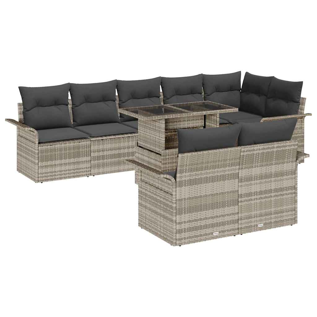 Garten-Sofa-Set mit Kissen 9 pcs Schwarz Poly Rattan