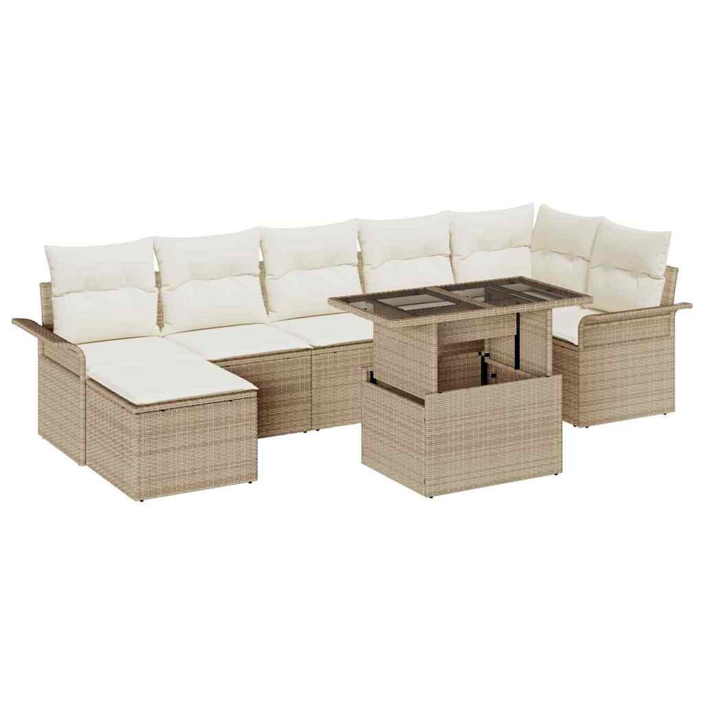 Garten-Sofa-Set mit Kissen 8 pcs Schwarz Poly Rattan