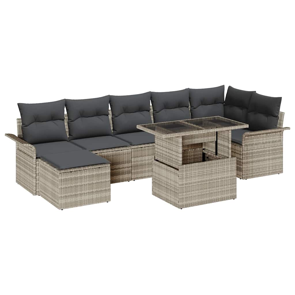 Garten-Sofa-Set mit Kissen 8 pcs Schwarz Poly Rattan