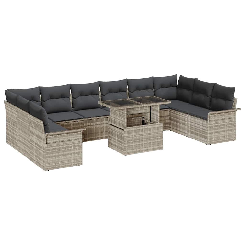 Garten-Sofa-Set mit Kissen 11 pcs Schwarz Poly Rattan