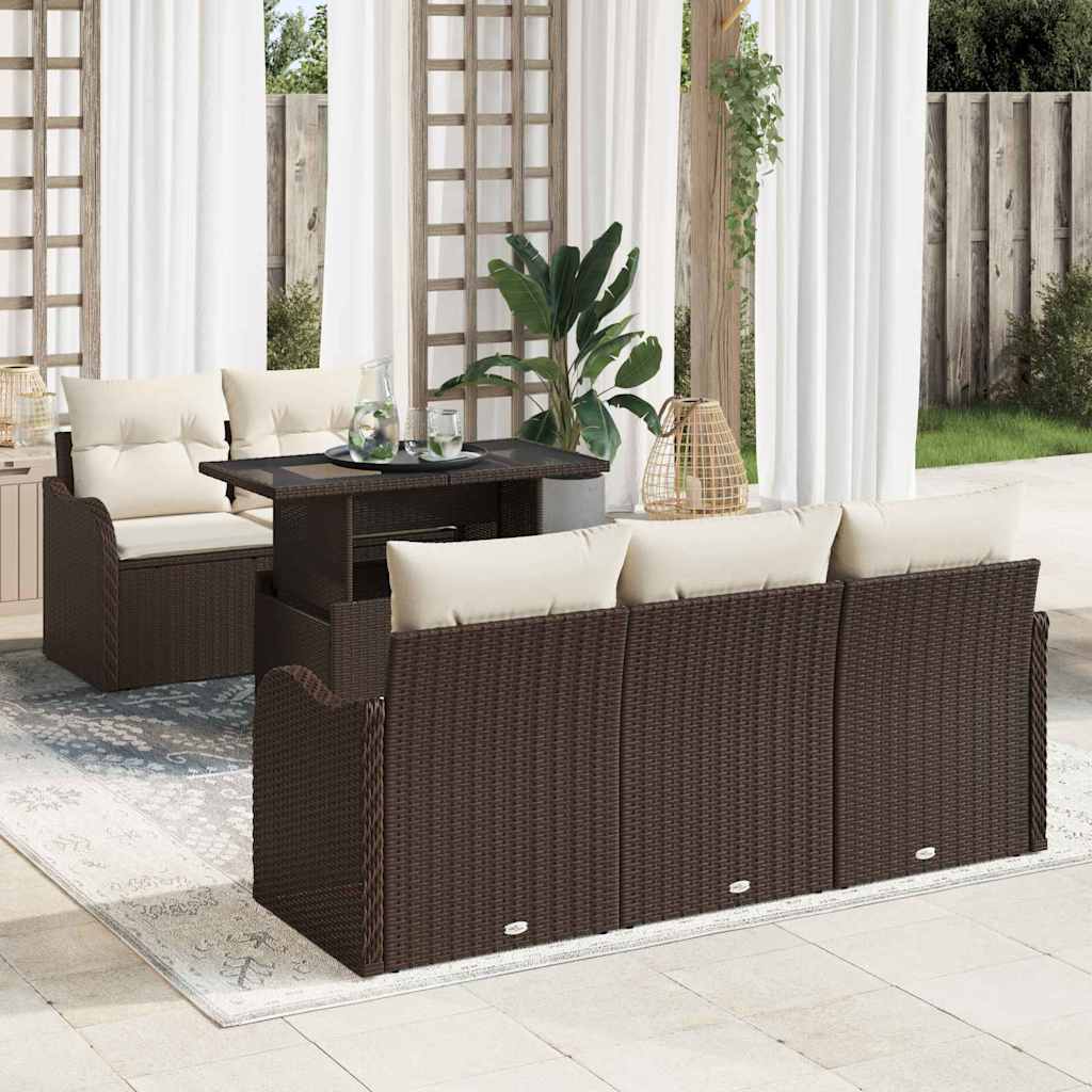 Gartensofa-set mit Kissen mit Kissen 6 pcs Schwarz Poly Rattan