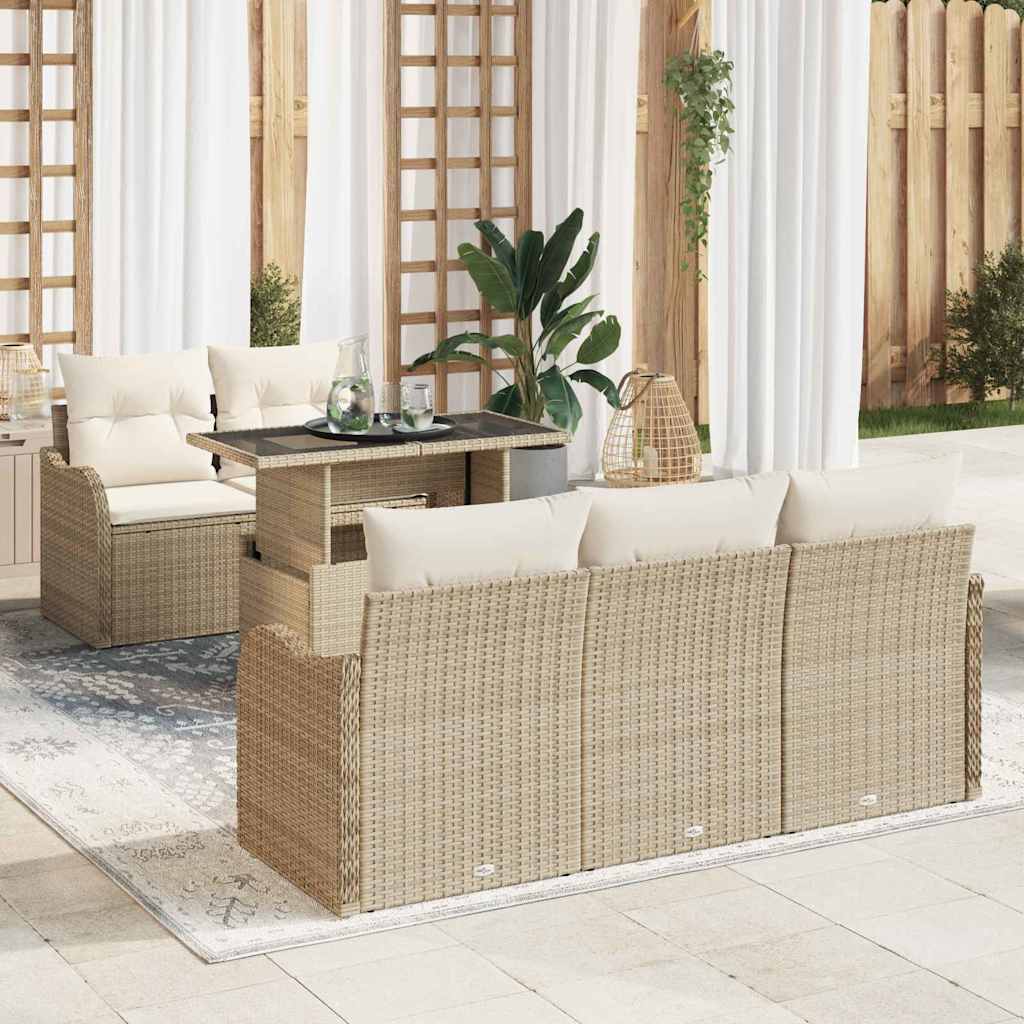 Gartensofa-set mit Kissen mit Kissen 6 pcs Schwarz Poly Rattan