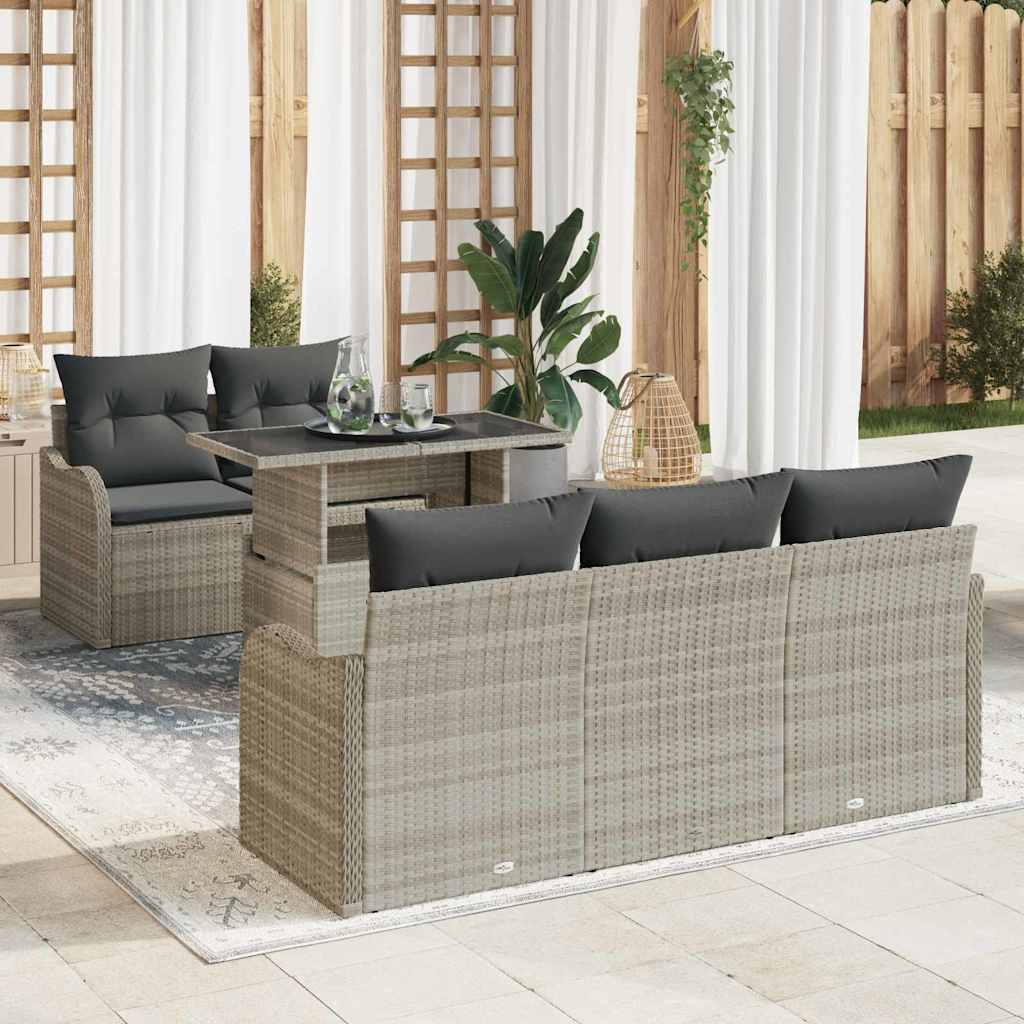 Gartensofa-set mit Kissen mit Kissen 6 pcs Schwarz Poly Rattan