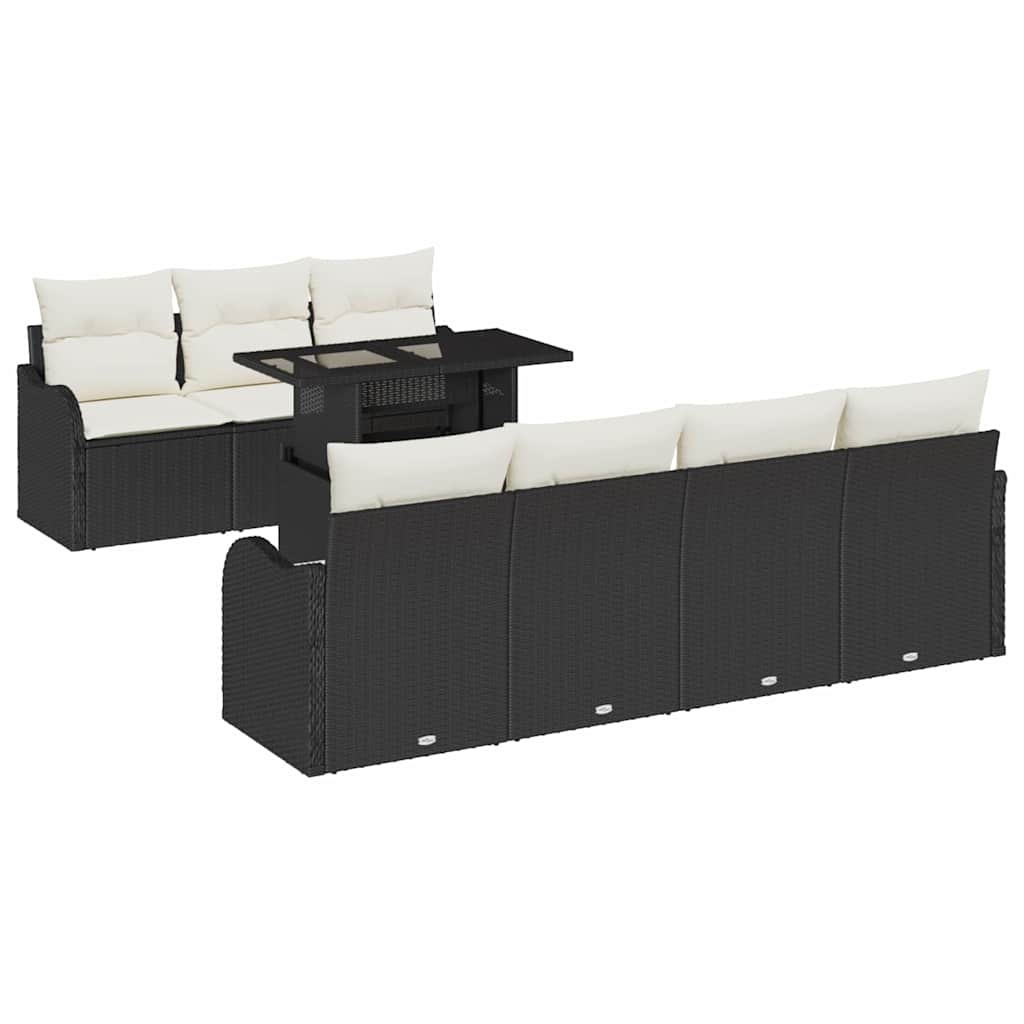 vidaXL Gartensofa-set mit Kissen mit Kissen 8 pcs Schwarz Poly Rattan