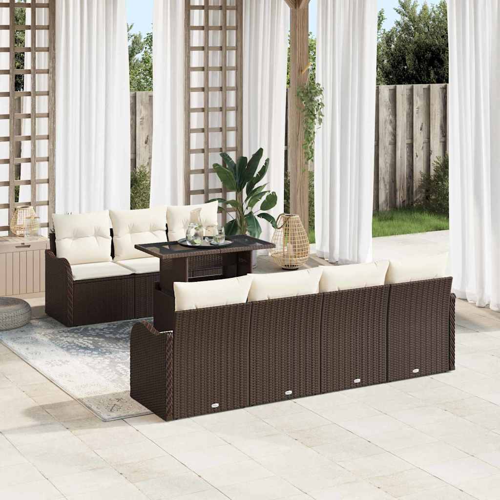 Gartensofa-set mit Kissen mit Kissen 8 pcs Schwarz Poly Rattan