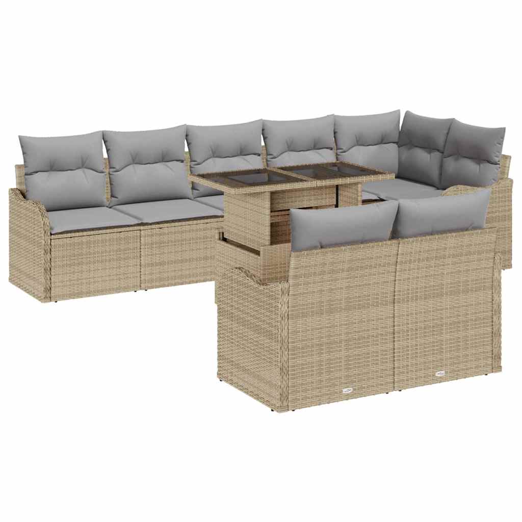 Garten-Sofa-Set mit Kissen mit Kissen 9 pcs Schwarz Poly Rattan