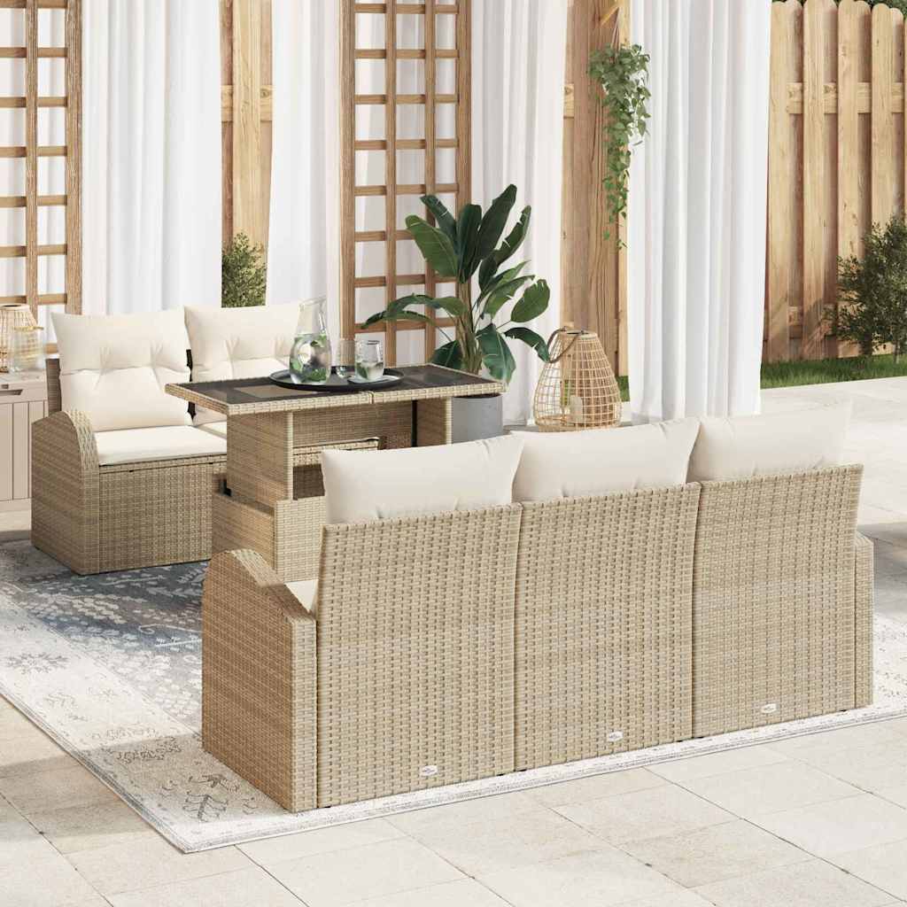 Gartensofa-set mit Kissen mit Kissen 6 pcs Schwarz Poly Rattan