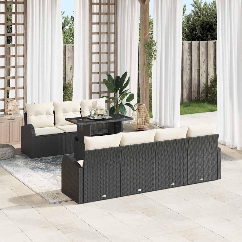 vidaXL Gartensofa-set mit Kissen mit Kissen 8 pcs Schwarz Poly Rattan