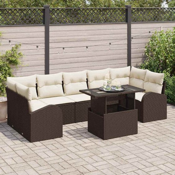 Gartensofa-set mit Kissen mit Kissen 8 pcs Schwarz Poly Rattan