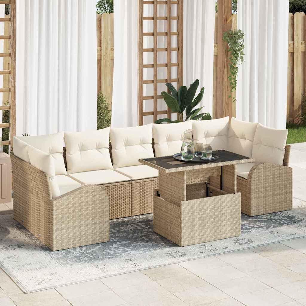 Gartensofa-set mit Kissen mit Kissen 8 pcs Schwarz Poly Rattan