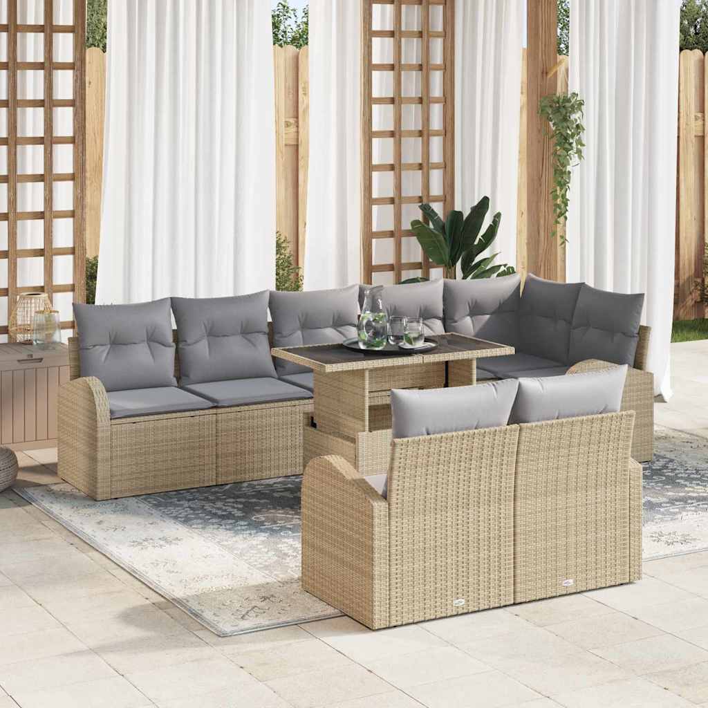 Garten-Sofa-Set mit Speicher 9 pcs Schwarz Poly Rattan