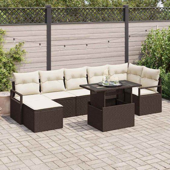 Garten-Sofa-Set mit Speicher 8 pcs Schwarz Poly Rattan