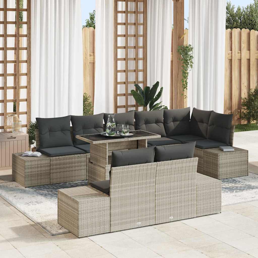 Garten-Sofa-Set mit Speicher 9 pcs Schwarz Poly Rattan