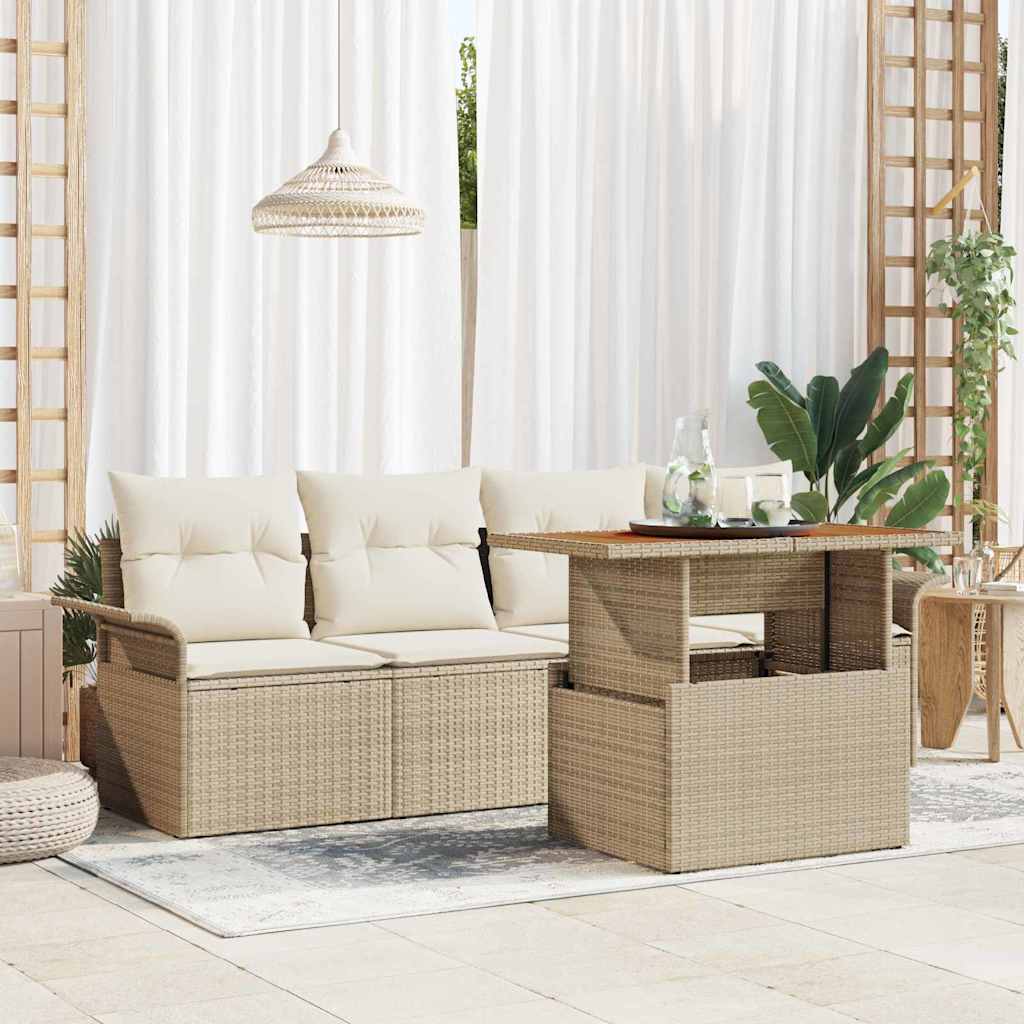Garten-Sofa-Set mit Speicher 5 pcs Schwarz Poly Rattan