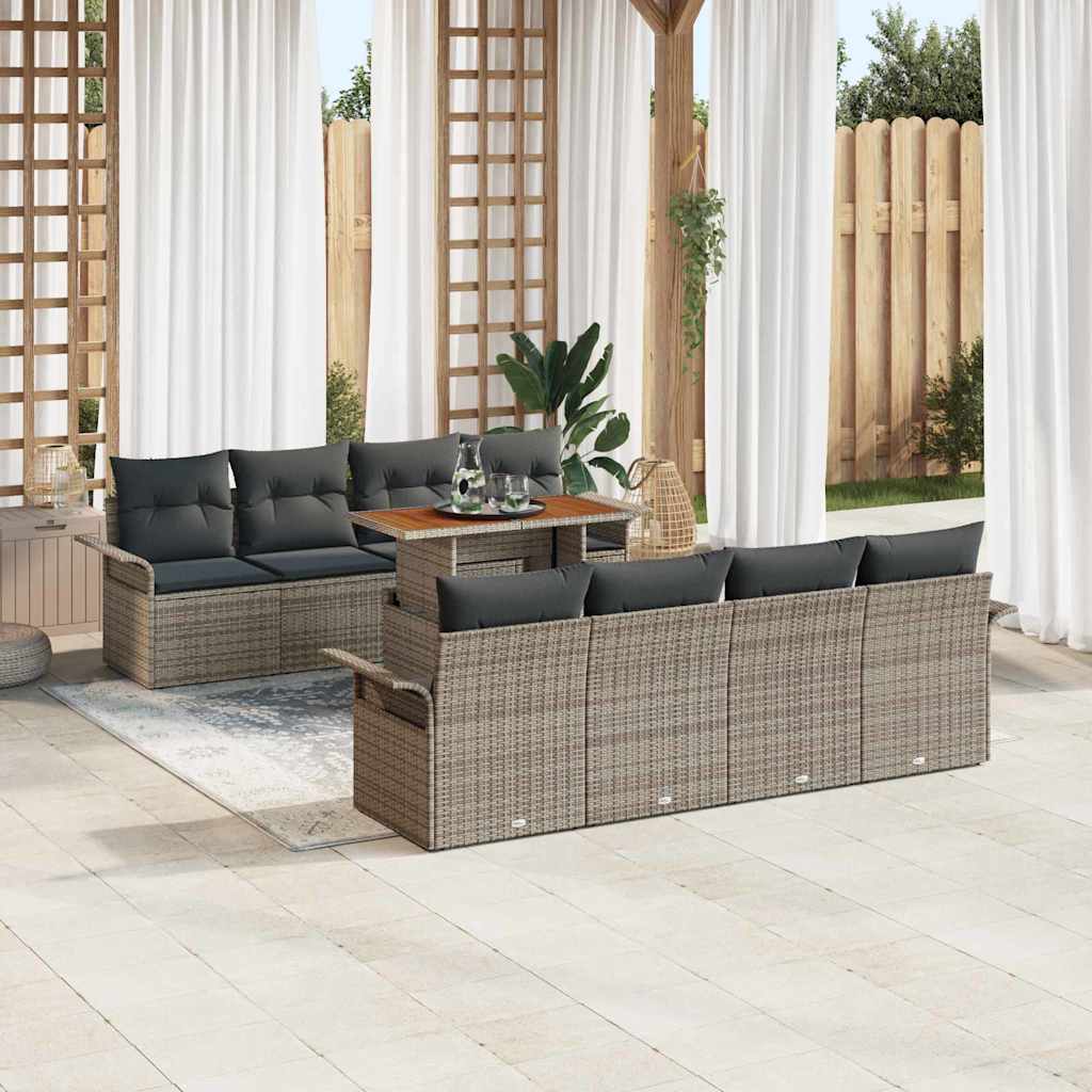 Garten-Sofa-Set mit Speicher 9 pcs Schwarz Poly Rattan