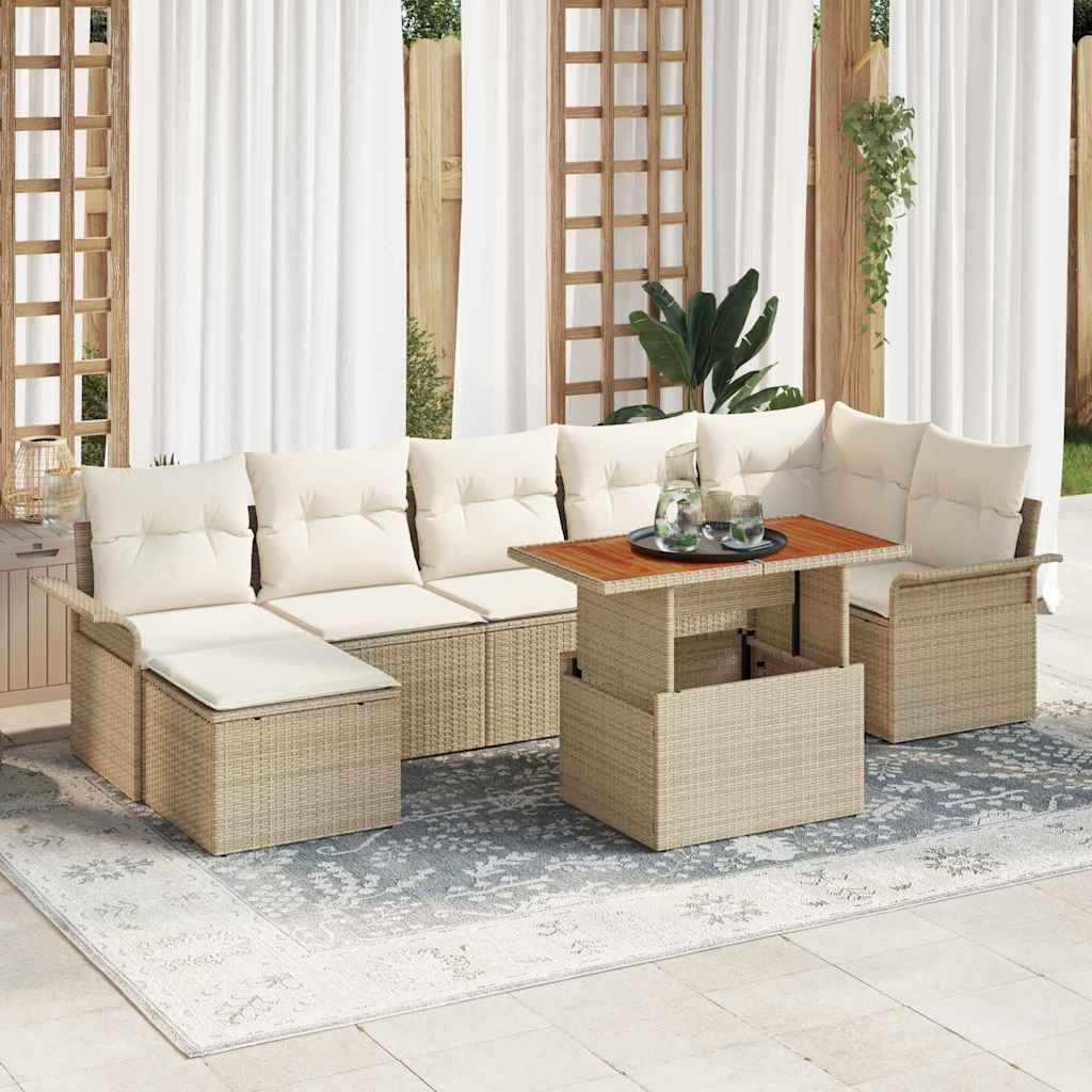 Garten-Sofa-Set mit Speicher 8 pcs Schwarz Poly Rattan