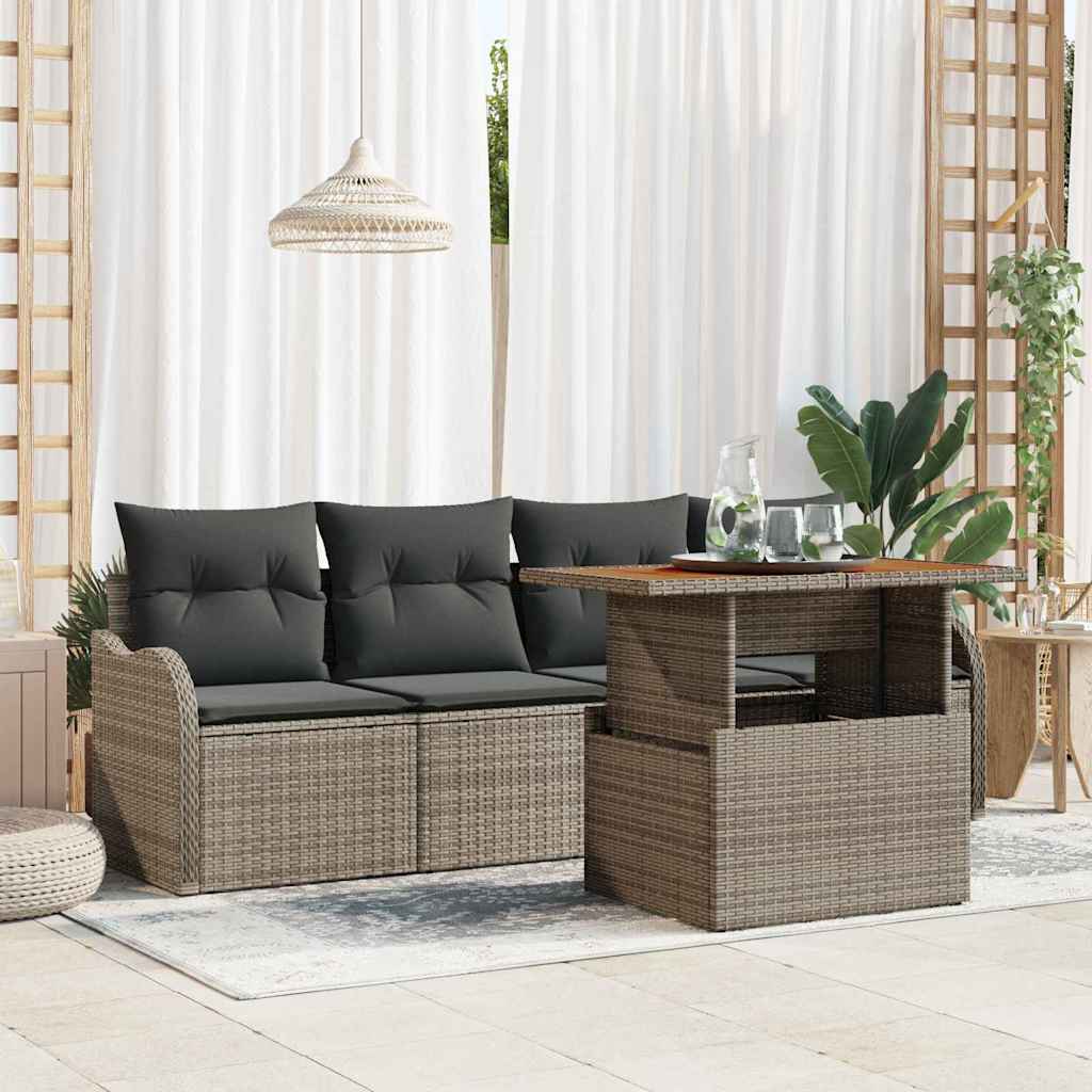 Garten-Sofa-Set mit Speicher 5 pcs Schwarz Poly Rattan