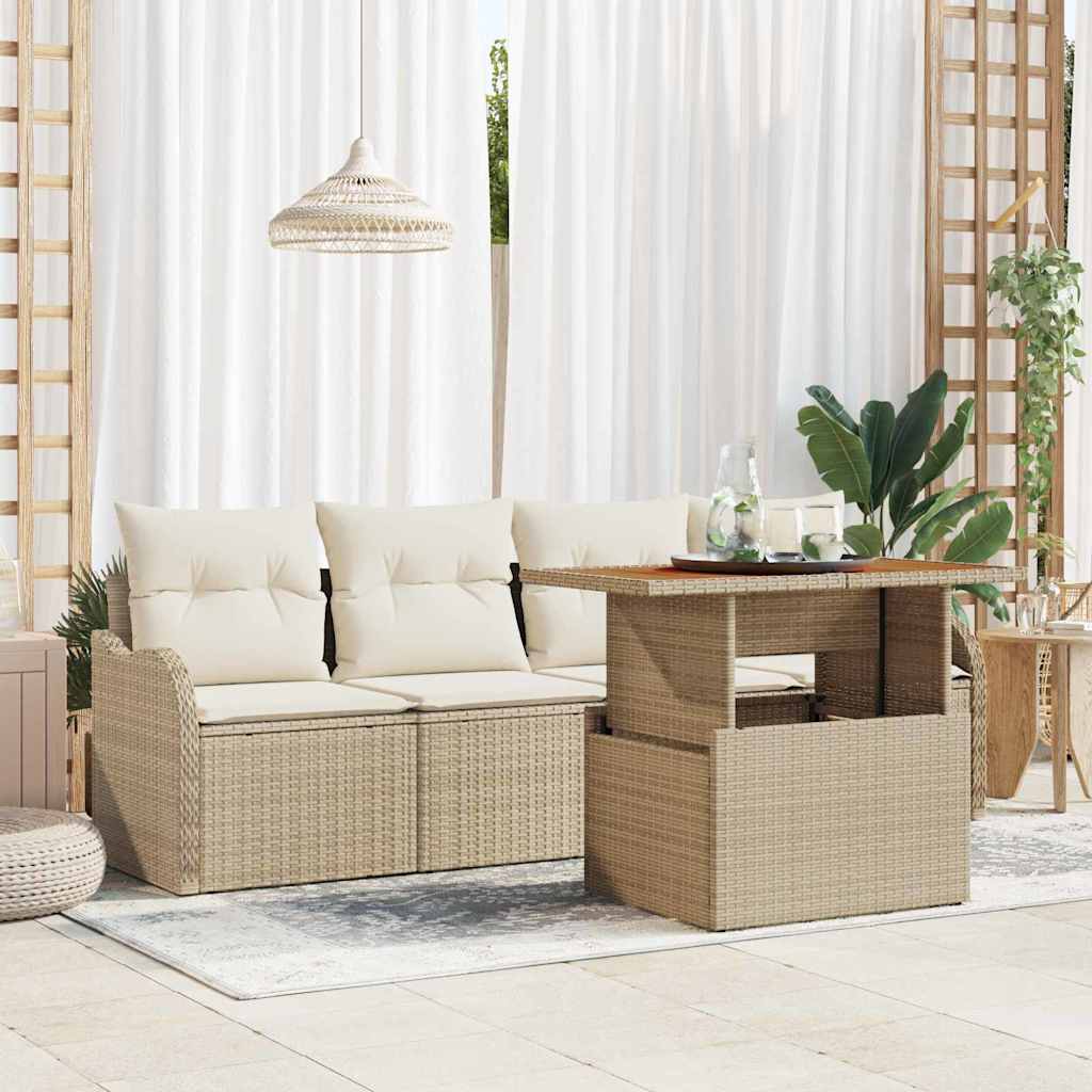 Garten-Sofa-Set mit Speicher 5 pcs Schwarz Poly Rattan