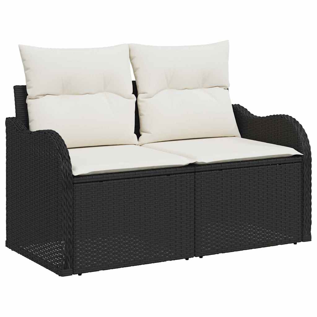 Garten-Sofa-Set mit Speicher 7 pcs Schwarz Poly Rattan