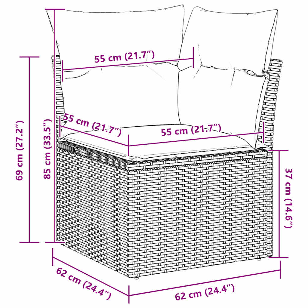 Garten-Sofa-Set mit Speicher 7 pcs Schwarz Poly Rattan