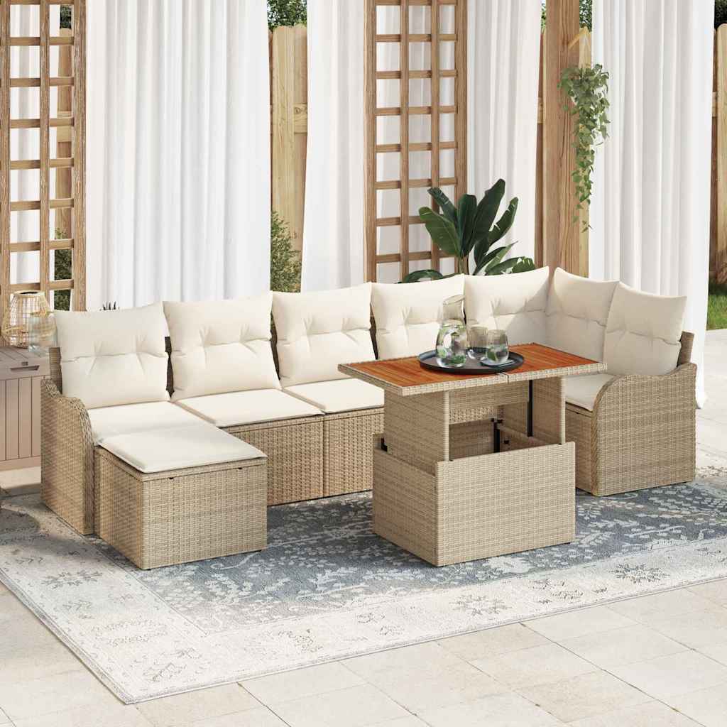 Garten-Sofa-Set mit Speicher 8 pcs Schwarz Poly Rattan