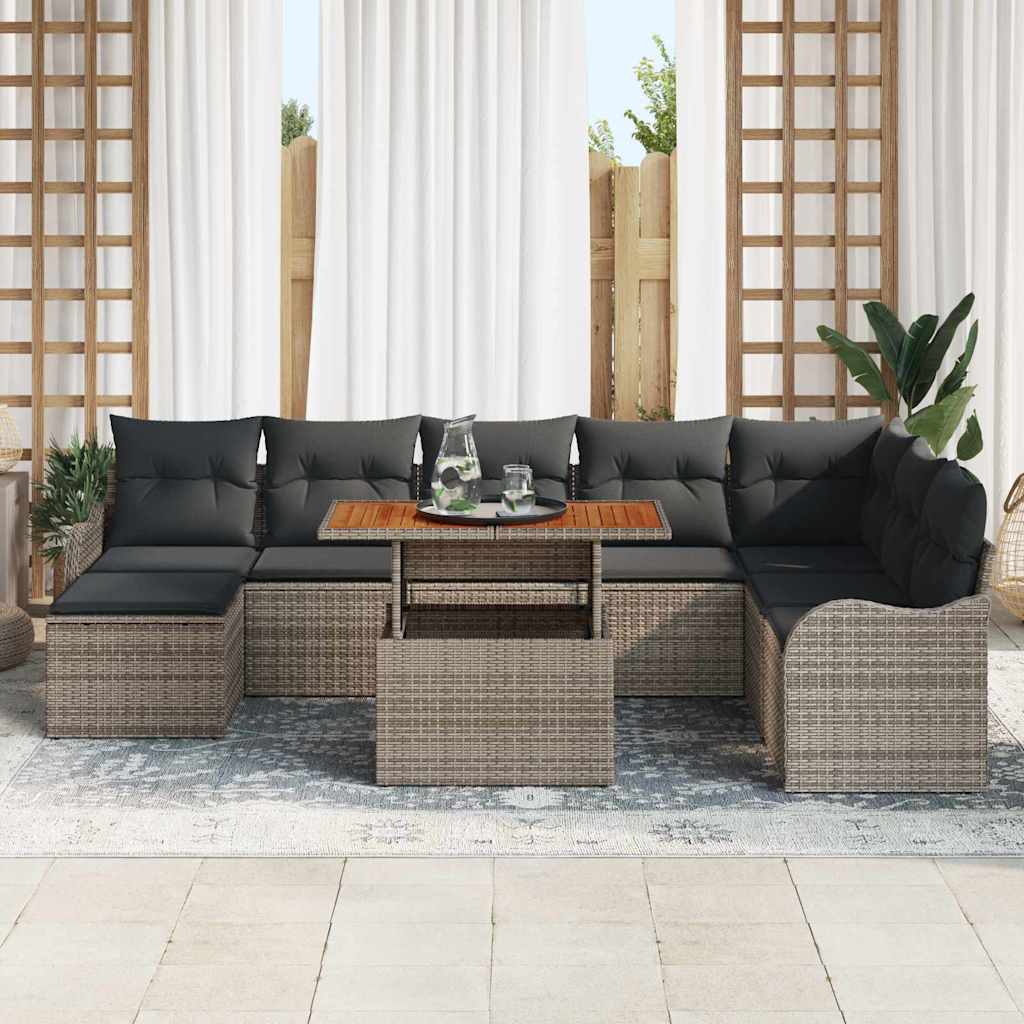 Garten-Sofa-Set mit Speicher 9 pcs Schwarz Poly Rattan