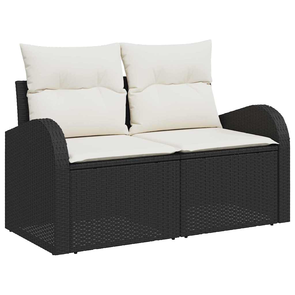 Garten-Sofa-Set mit Speicher 6 pcs Schwarz Poly Rattan