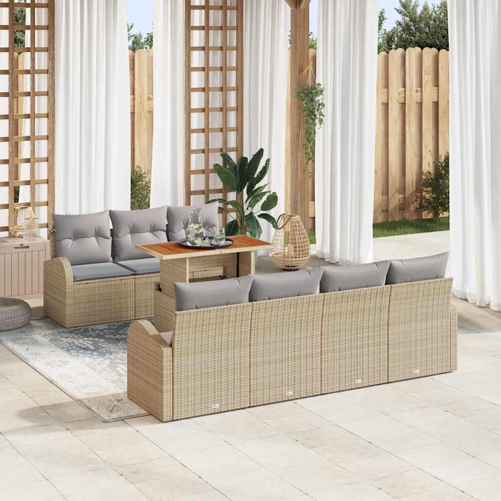 Garten-Sofa-Set mit Speicher 8 pcs Schwarz Poly Rattan