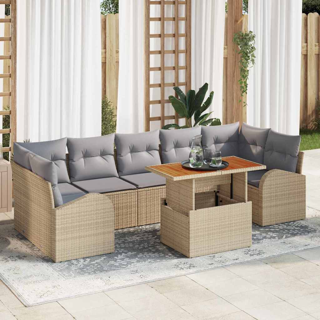 Garten-Sofa-Set mit Speicher 8 pcs Schwarz Poly Rattan